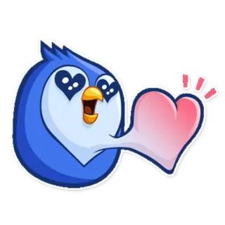 ❤ love, heart, bird, cartoon, cute, emoji, valentines telegram sticker