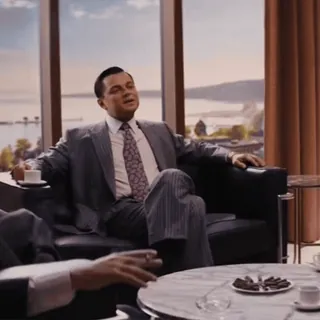 ☕ Jordan Belfort The Wolf of Wall Street леонардо ди каприо, бизнес, костюм, уолл-стрит, деньги telegram sticker