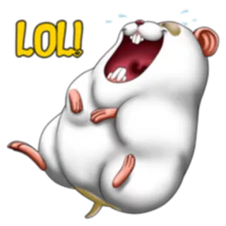 😅 LOL! hamster, laughing, LOL, funny, white, rodent telegram sticker