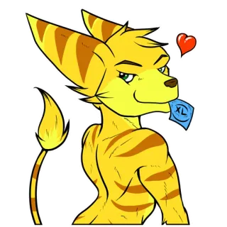💋 XL desenho animado, antropomórfico, preservativo, coração, amarelo, animal telegram sticker