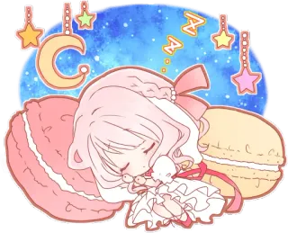 💤 sleep, macaron, stars, moon, cute, kawaii, sleeping telegram sticker