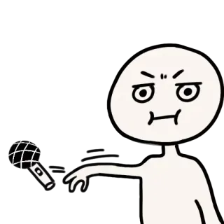 🎤 stick figure, cartoon, microphone, angry, expression telegram sticker