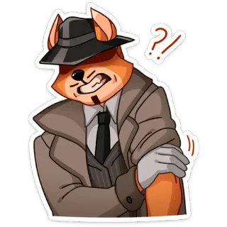 😡 detetive, raposa, desenho animado, pergunta, chateado, irritado, coçar telegram sticker