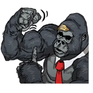 💪 gorilla, ape, animal, suit, cartoon, businessman whatsapp sticker