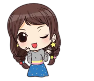 😉 Desenho animado, Menina, Chibi, Piscadela, Fofo telegram sticker