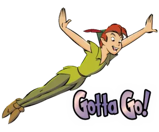 🚶 Peter Pan Gotta Go! ปีเตอร์แพน, ดิสนีย์, บิน, การ์ตูน, ตัวละคร, ต้องไปแล้ว, การผจญภัย telegram sticker