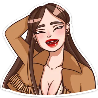 😊 donna, bruna, cartone animato, stile, giacca, ritratto whatsapp sticker