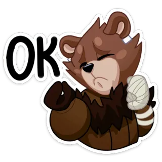 👌 OK oso, ok, dibujos animados, triste, pegatina, lindo, animal whatsapp sticker