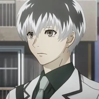 🐾 Ken Kaneki Tokyo Ghoul Anime, Ken Kaneki, Tokyo Ghoul, Wit haar, Pak telegram sticker