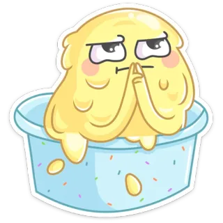 🤔 cartoon, sticker, ice cream, dessert, sly, plotting, mischievous whatsapp sticker