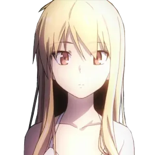 😶 anime, dziewczyna, blond włosy, postać, ilustracja telegram sticker