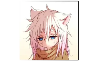 😞 Аниме, Кошачьи ушки, Кавай, Милый, Манга, Цифровое искусство telegram sticker