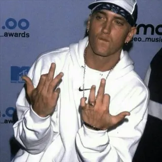 😣 Eminem Eminem, rapper, dedo do meio, gesto ofensivo whatsapp sticker
