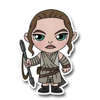 😠 Rey Star Wars Rey, Gwiezdne Wojny, Postać, Chibi, Naklejka telegram sticker