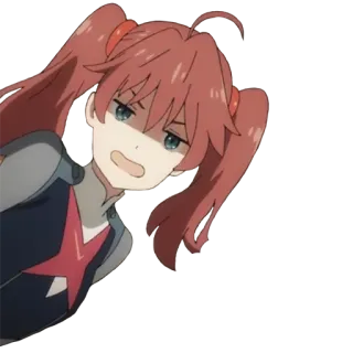 😑 Miku Darling in the Franxx Anime, Cartone animato, Personaggio, Ragazza telegram sticker
