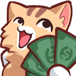 🤑 chat, argent, riche, dessin animé, mème, mignon telegram sticker