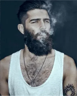 🚬 uomo, barba, fumare, tatuaggio, ritratto, canottiera telegram sticker