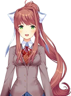 😄 Monika Doki Doki Literature Club! anime, manga, video game, Doki Doki Literature Club, Monika, schoolgirl, cute telegram sticker