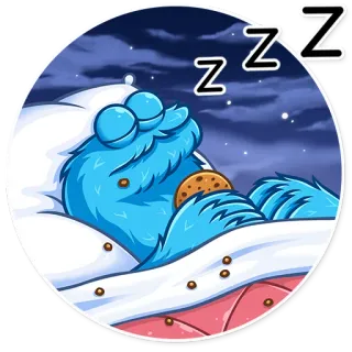 😴 Cookie Monster Sesame Street ZZZ krümelmonster, sesamstraße, schlafend, zzz, cartoon, nacht, schlafenszeit telegram sticker