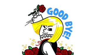 🤗 GOOD BYE! прощай, роза, мультфильм, прощание, машет whatsapp sticker