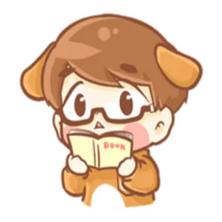 📚 BOOK desenho animado, leitura, livro, cachorro, fofo, óculos, kawaii telegram sticker
