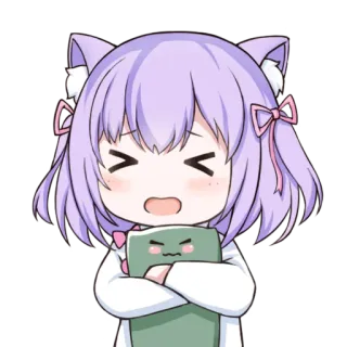 😣 Anime, Kawaii, Orejas de gato, Lindo, Manga, Chibi whatsapp sticker