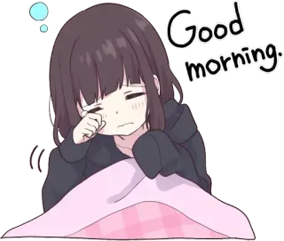 😪 Good morning. アニメ, 女の子, 眠い, かわいい, おはよう telegram sticker