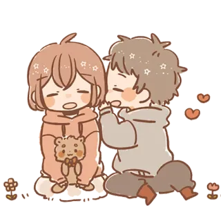 ❤ carino, coppia, cartoni animati, amore, kawaii, anime telegram sticker