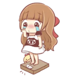 😭 süß, Mädchen, weinend, traurig, Waage, Chibi, Cartoon telegram sticker