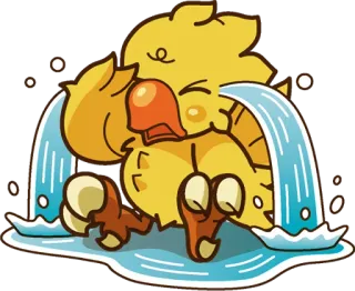 😭 Chocobo โชโคโบะ, ไฟนอลแฟนตาซี, ร้องไห้, เศร้า, น้ำตา telegram sticker