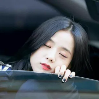 ❣ woman, sleeping, car, asian, tired, resting telegram sticker