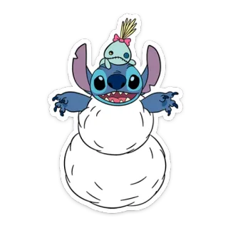 ☃️ Stitch cartoni animati, pupazzo di neve, inverno, Lilo e Stitch, Disney, personaggio telegram sticker