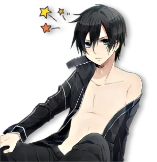 😏 Kirito Sword Art Online anime, male, character, sword art online, kirito, manga telegram sticker