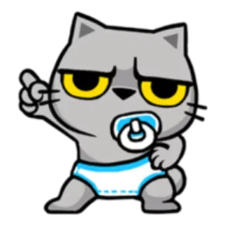 👼 cat, baby, diaper, pacifier, cartoon, animal, kitten telegram sticker