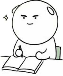 🤓 scrittura, cartone animato, personaggio, disegno, studio, prendere appunti telegram sticker