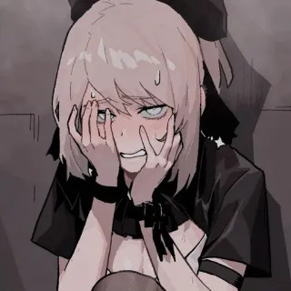 ⏳ anime, female, character, distressed, anxiety, emotion, illustration telegram sticker