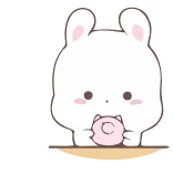 😕 토끼, 귀여운, 만화, 카와이, 도넛, 동물, 달콤한 telegram sticker