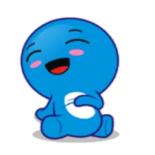 😄 Мультфильм, Персонаж, Счастливый, Милый, Синий, Талисман telegram sticker
