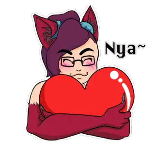 ❤️ Nya~ かわいい, ハート, 猫耳, アニメ, マンガ, カワイイ telegram sticker