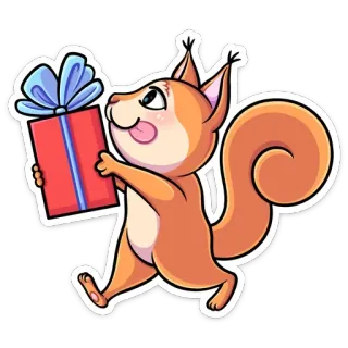 🎁 Eichhörnchen, Geschenk, Präsent, süß, Cartoon telegram sticker
