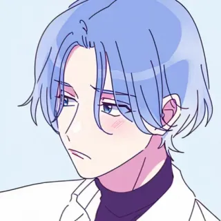 ❤️ menino anime, cabelo azul, desenho animado, personagem masculino, mangá telegram sticker