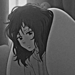 ❄️ anime, sad, girl, monochrome, tired, character, emotional telegram sticker