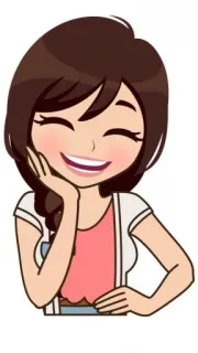 😄 การ์ตูน, ผู้หญิง, ยิ้ม, มีความสุข, อนิเมะ telegram sticker