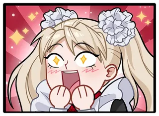 🤩 Anime, Chica, Feliz, Emocionado, Dibujo animado, Pegatina, Lindo telegram sticker