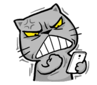 😠 Katze, wütend, Handy, Cartoon, Ausdruck telegram sticker