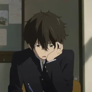 🎷 anime, boy, bored, thinking, school uniform telegram sticker