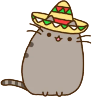 👒 Pusheen 猫, プシーン, ソンブレロ, メキシコの帽子, 漫画の猫 telegram sticker