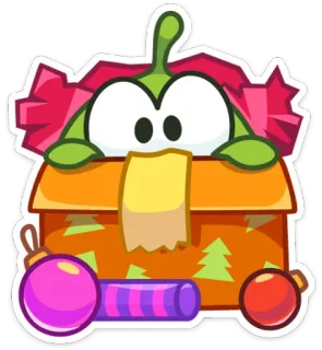 🐸 Рождество, Праздник, Коробка, Украшения, Милый, Мультфильм telegram sticker