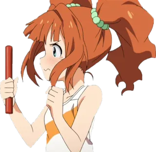 😢 Ragazza anime, Corsa a staffetta, Testimone, Cartone animato, Animazione, Capelli arancioni, Codini, Sport telegram sticker