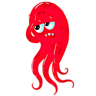 😐 blob, red, cartoon, sad, octopus, tentacles telegram sticker
